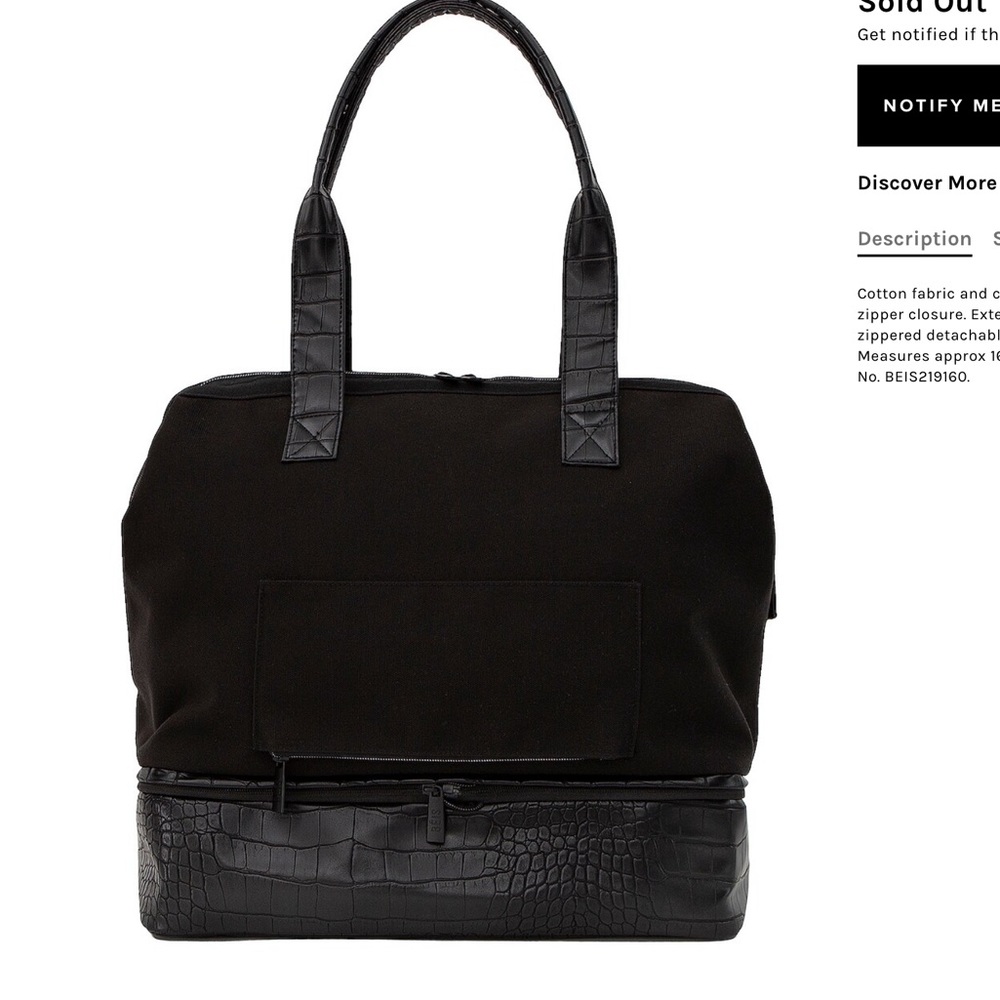 Beis Black Mini Weekender in Black croc